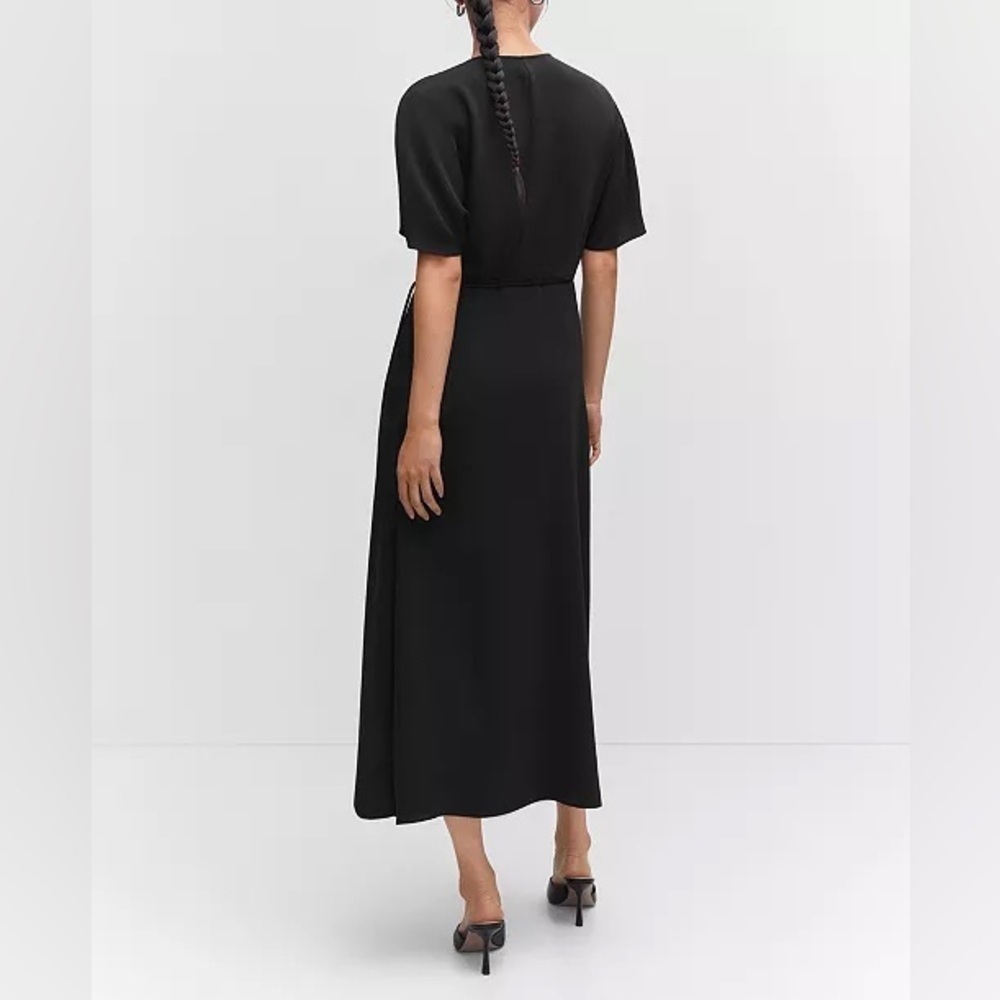 New MANGO Women's Hoop Detail Wrap Dress size small black - Picture 2 of 9